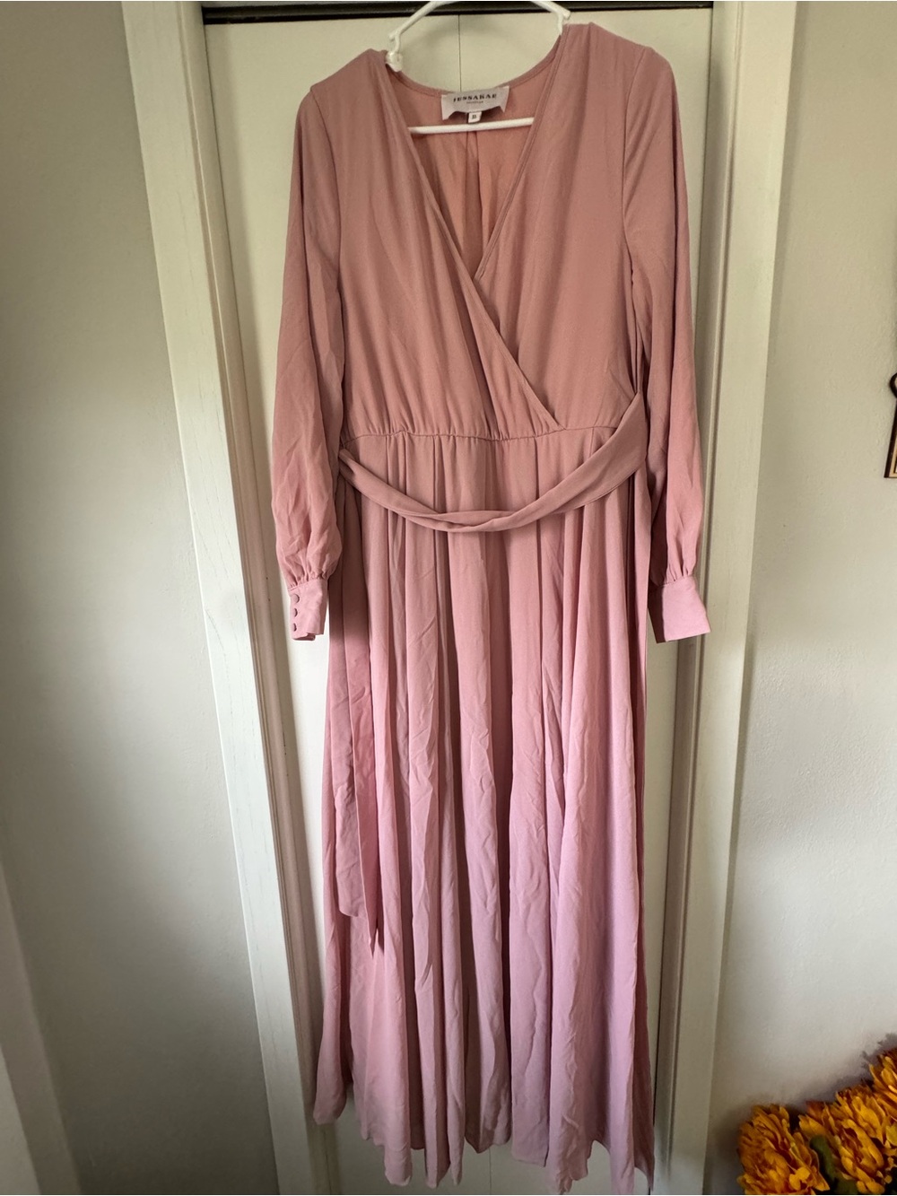 JessaKae XL Pleated Faux Wrap Maxi Dress - Dusty Pink